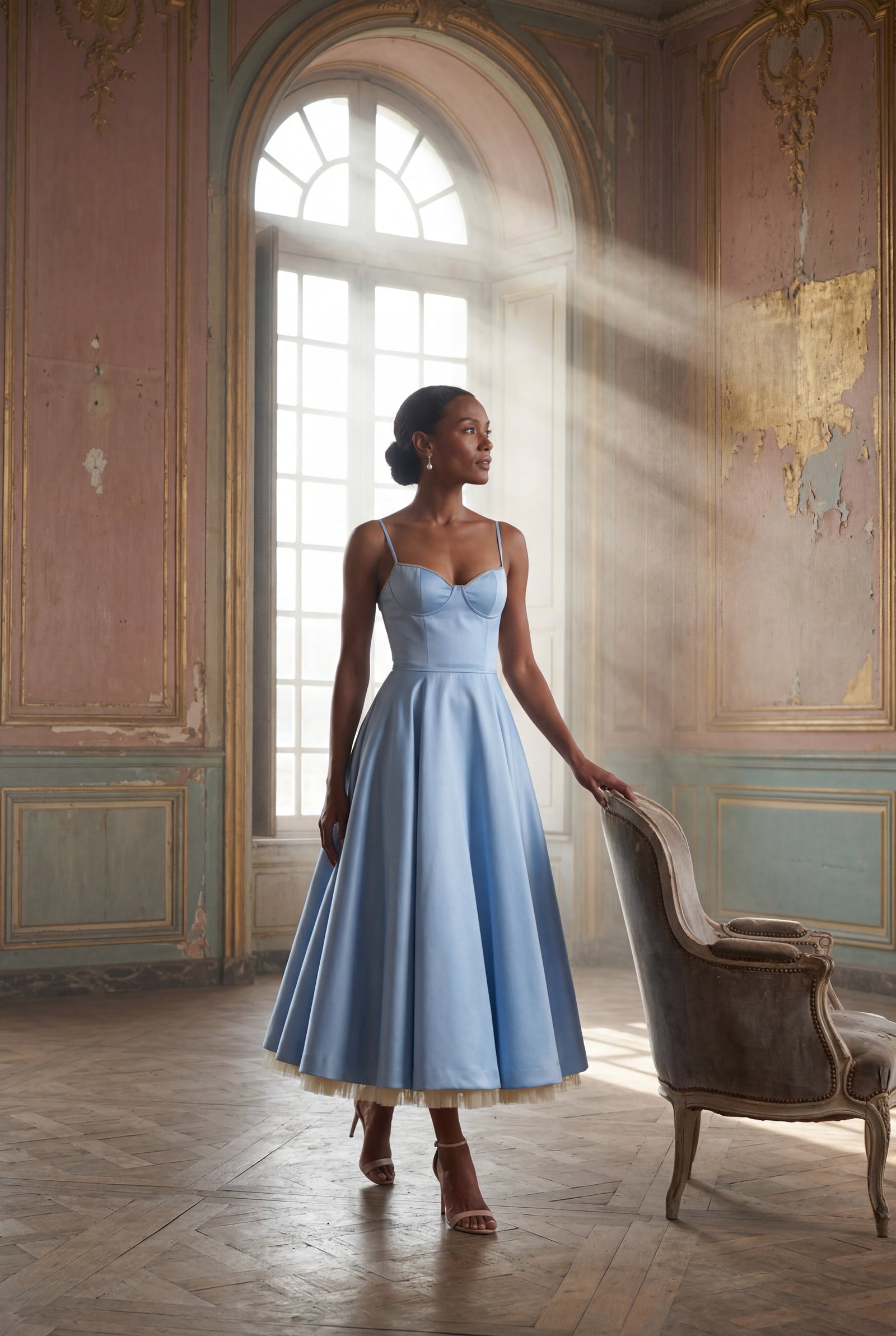 Baby Blue Sweetheart Neckline Fit and Flare Midi Cocktail Dress - Photo 11