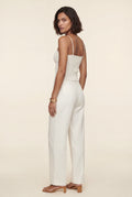 White Sweetheart Neckline Ribbed Tank Top with Gold Button Detail - Tank tops - Photo 4