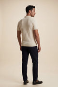 White Vertical Ribbed Tailored Short Sleeve Polo Shirt - Polo shirts - Photo 5