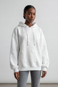 White White Embossed Star Relaxed Fit Hoodie - Photo 1
