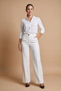 Women's Trousers High Waist in White — primary