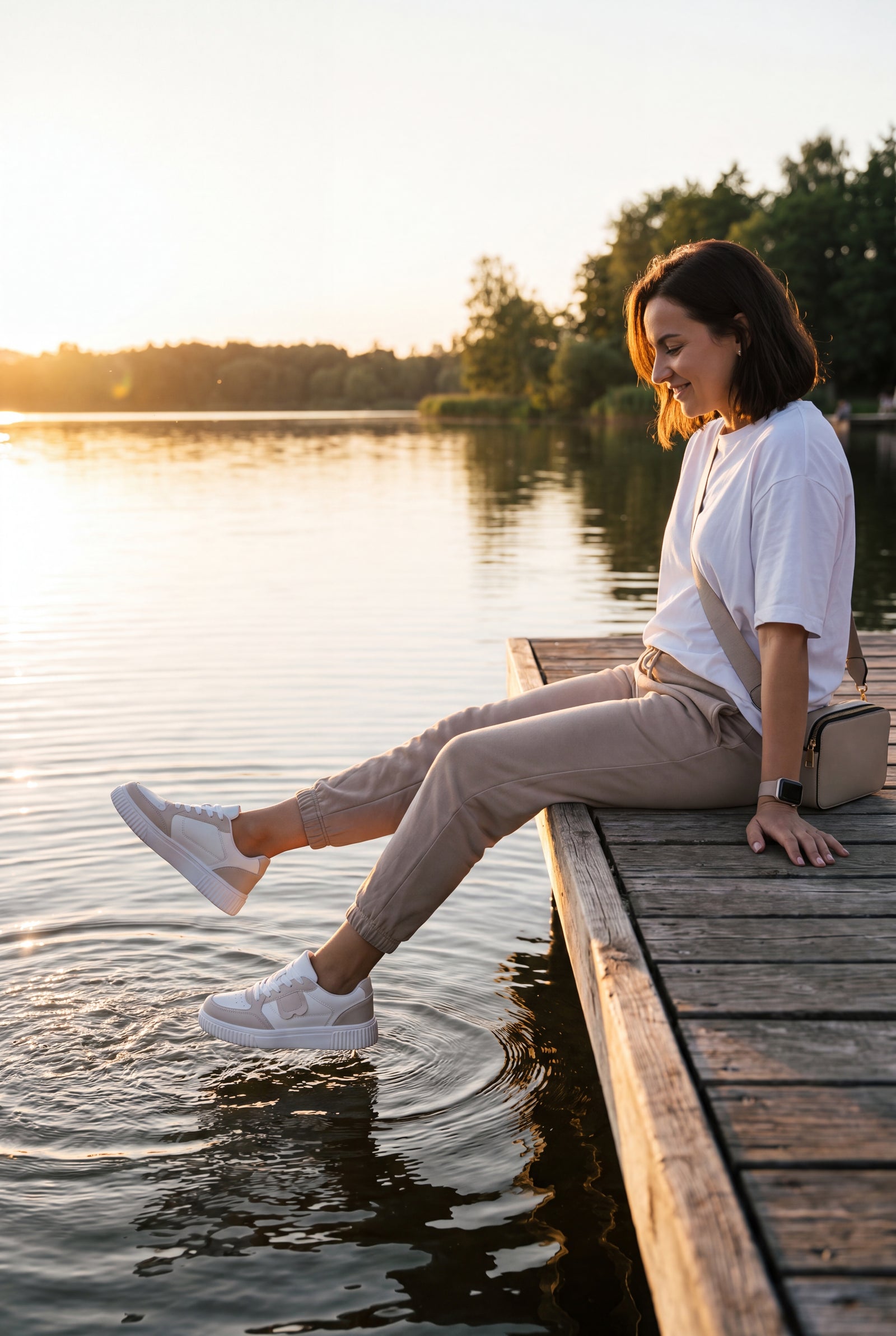 Women Sneakers Platform Color Block in White — secondary shot