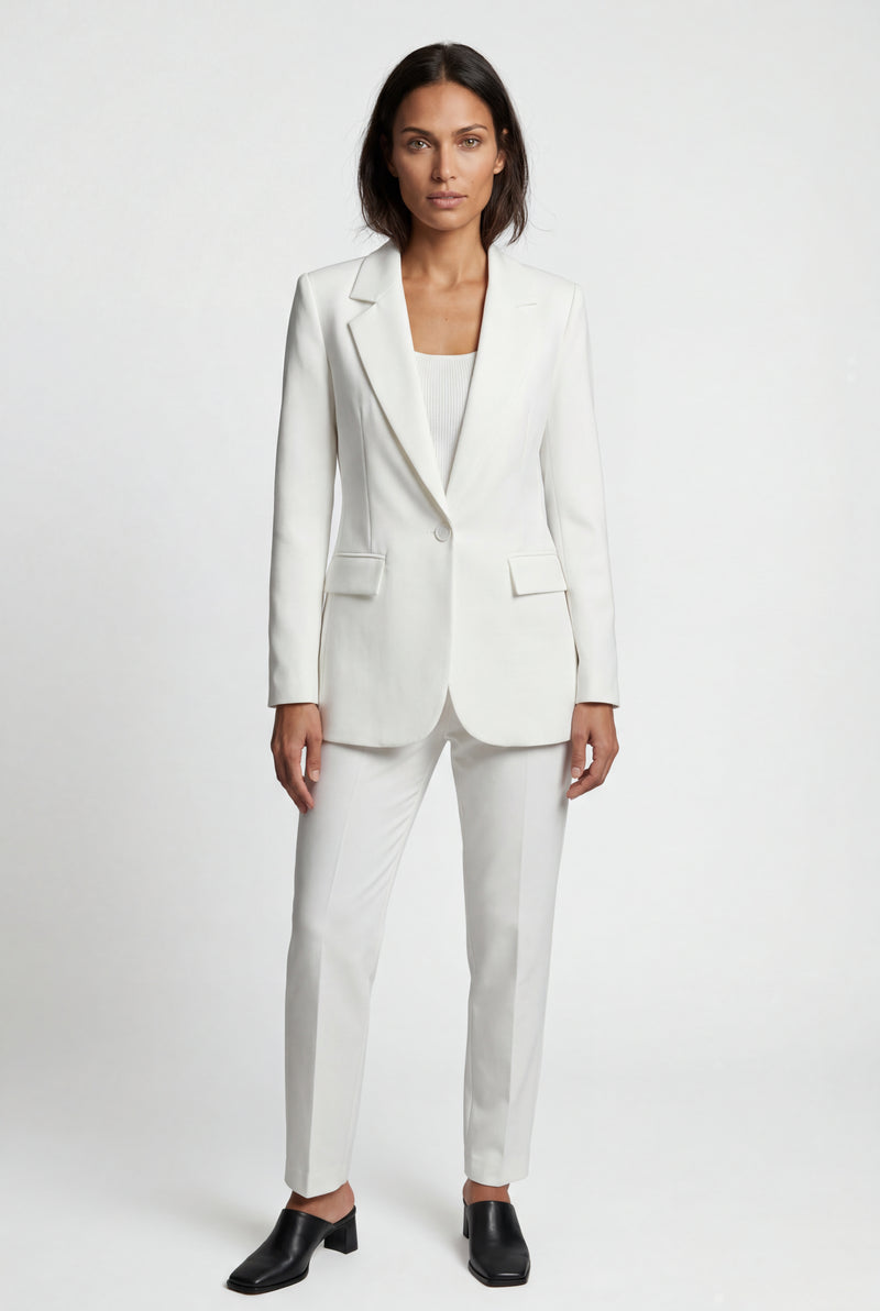 White Women's Slim Fit Single-Breasted Tailored Blazer - Slim fit blazer - Photo 1
