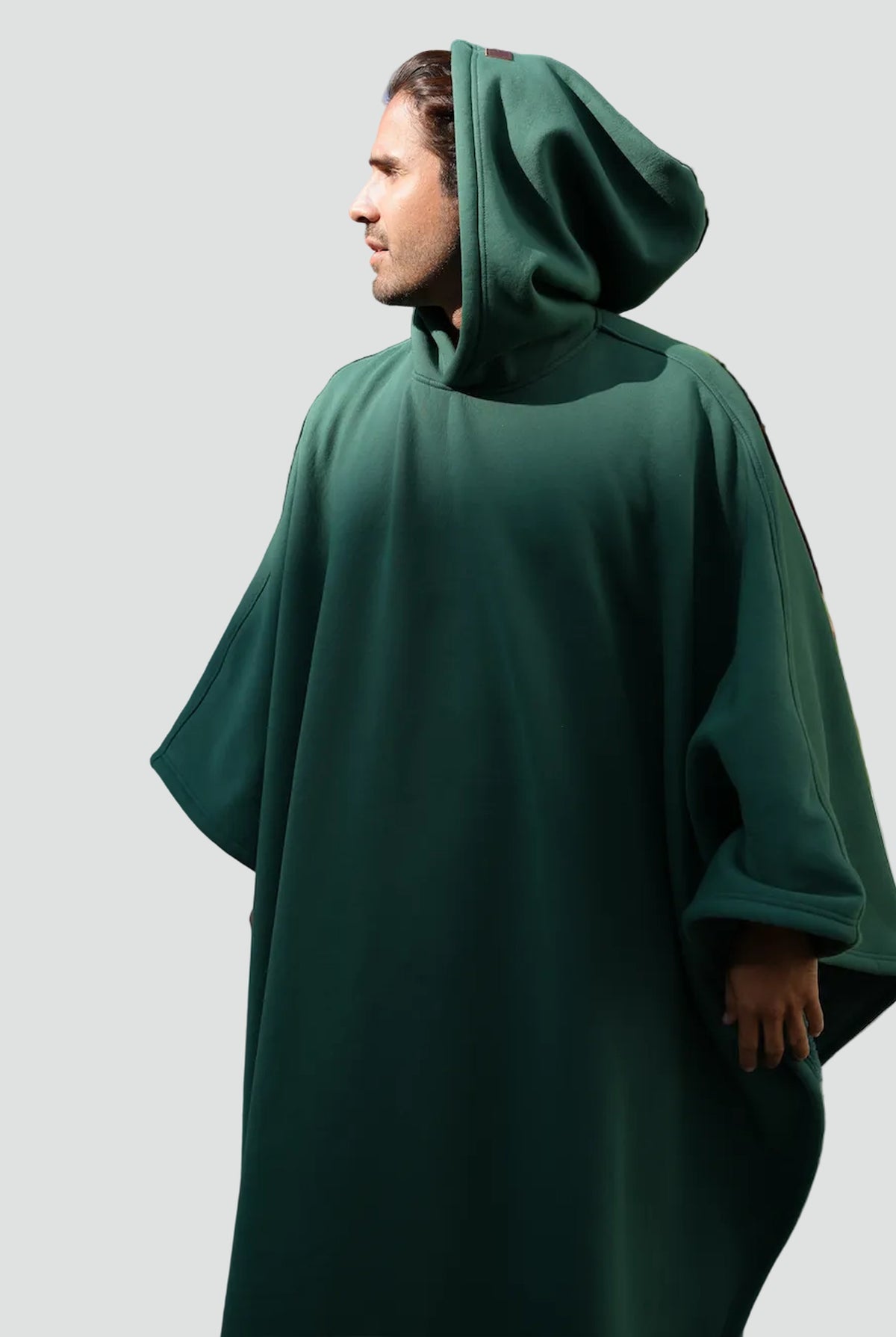Fleece-Lined Hooded Blanket in Willow Green — side