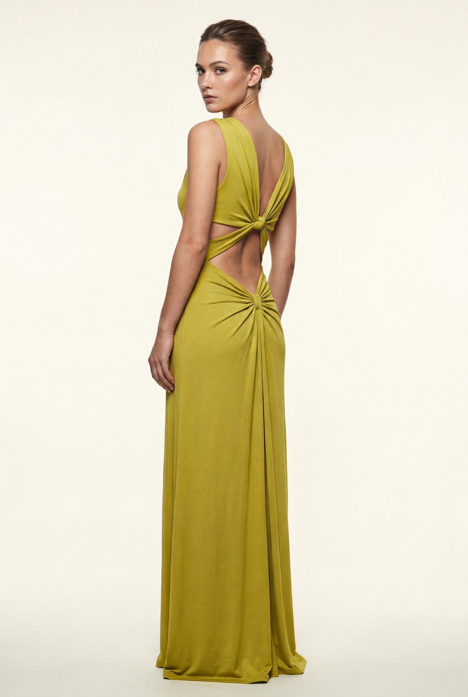 Yellow Chartreuse Twist-front Cut-out Maxi Dress with High Slit - Photo 2