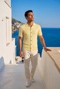 Yellow Pale Yellow Ribbed Button Front Polo Shirt - Polo shirts - Photo 4