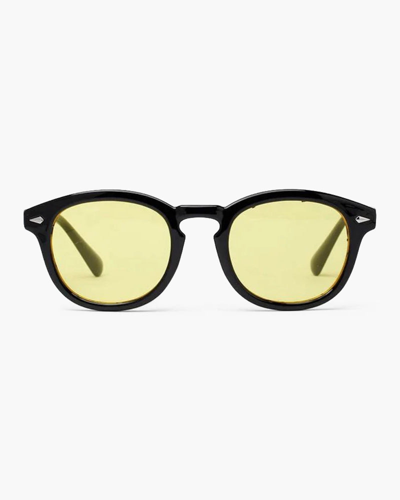 Yellow Round Frame Blue Lens Fashion Sunglasses - Photo 4