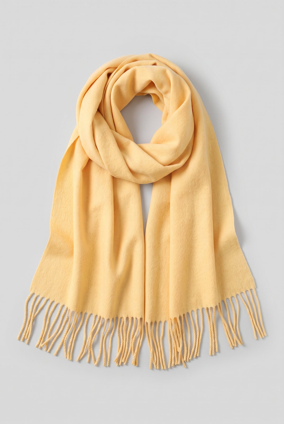Scarf Tassel Wrap in Yellow — studio front