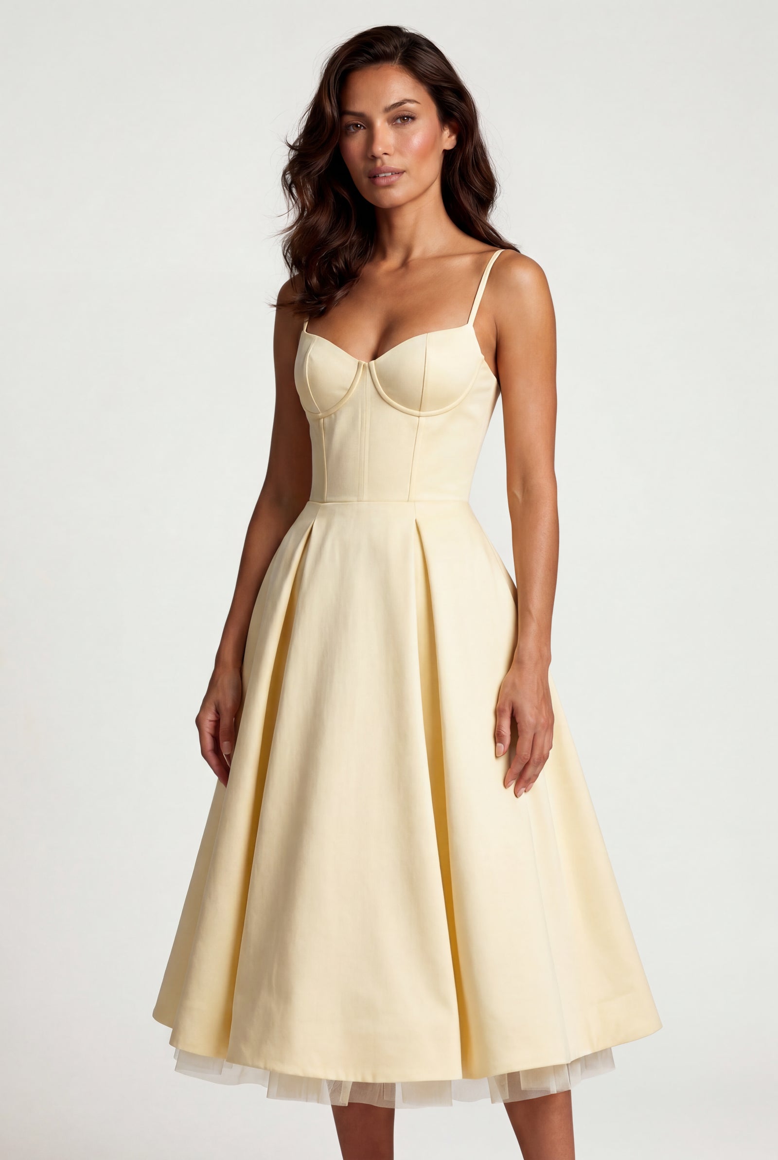 Yellow Sweetheart Neckline Fit and Flare Midi Cocktail Dress - Photo 13
