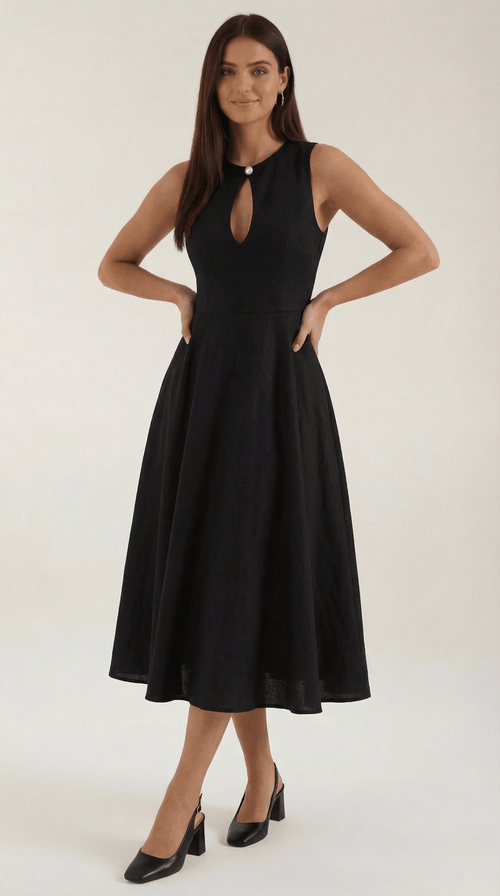 A-Line Cutout Women's Midi Dress-dresses > A-Line Dress-Stilenza