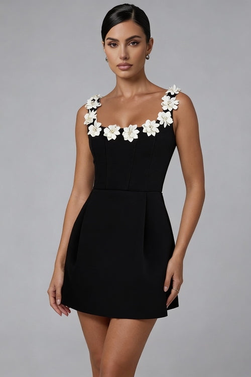 A-Line Floral Mini Dress-dresses > mini dress-Stilenza