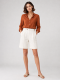 Belted Tailored Black Knee-length Bermuda Shorts-shorts > casual shorts-Stilenza-White-S-Stilenza