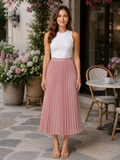 High-waisted A-line Pleated Midi Skirt