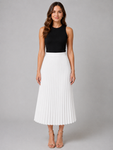 High-waisted A-line Pleated Midi Skirt