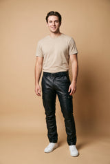 Men's Black Cargo Pants in Leather Look  — primary studio