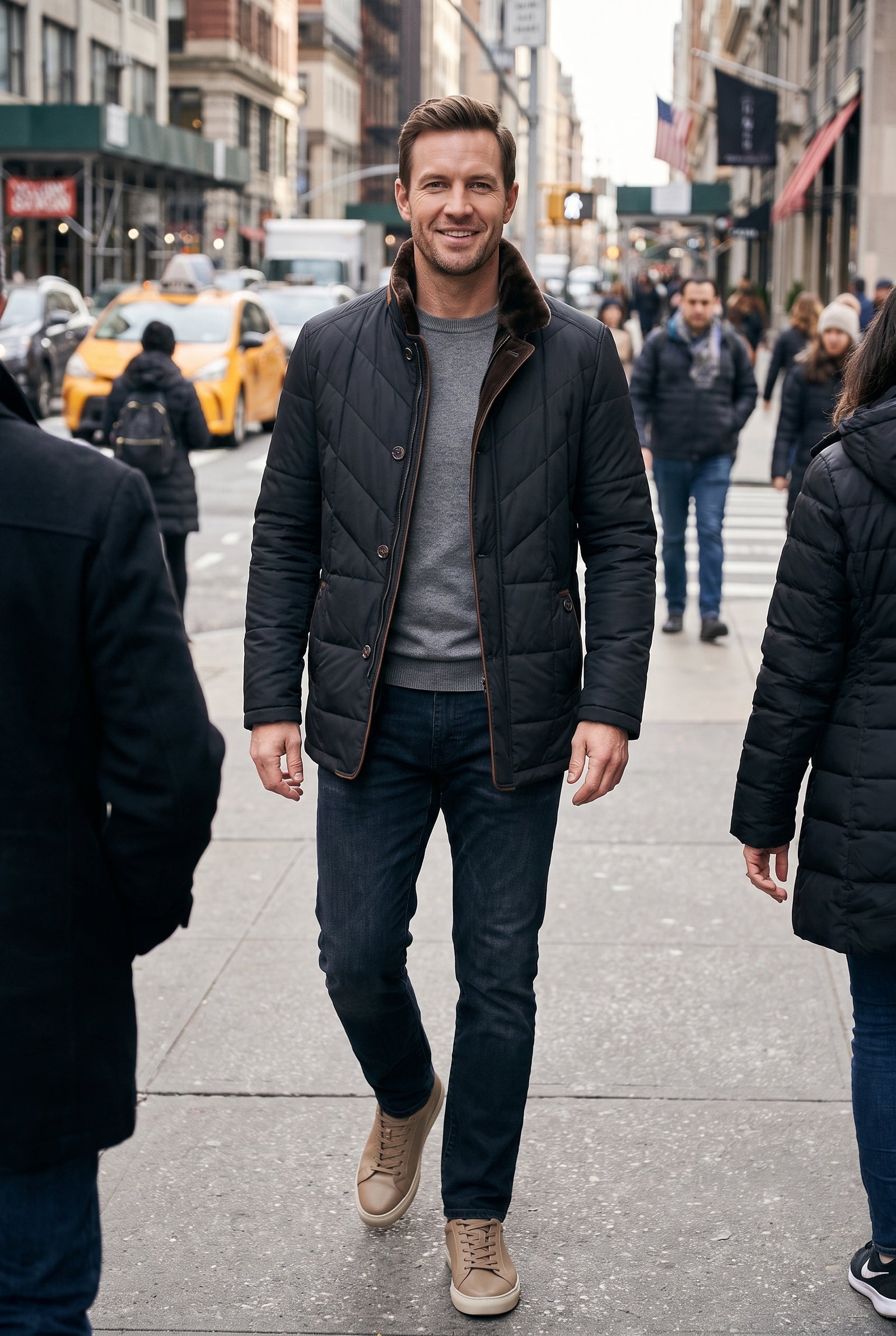 Men's Casual Puffer Jacket  in Black — urban walk