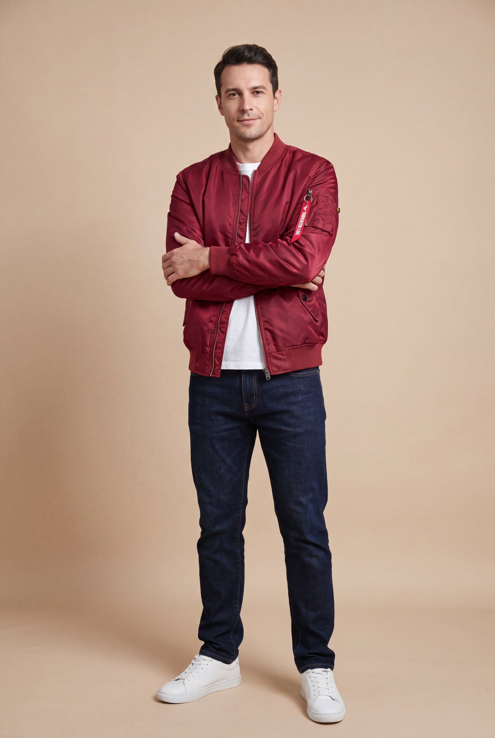 Men's Classic Bomber Jacket with Zip Closure — primary studio