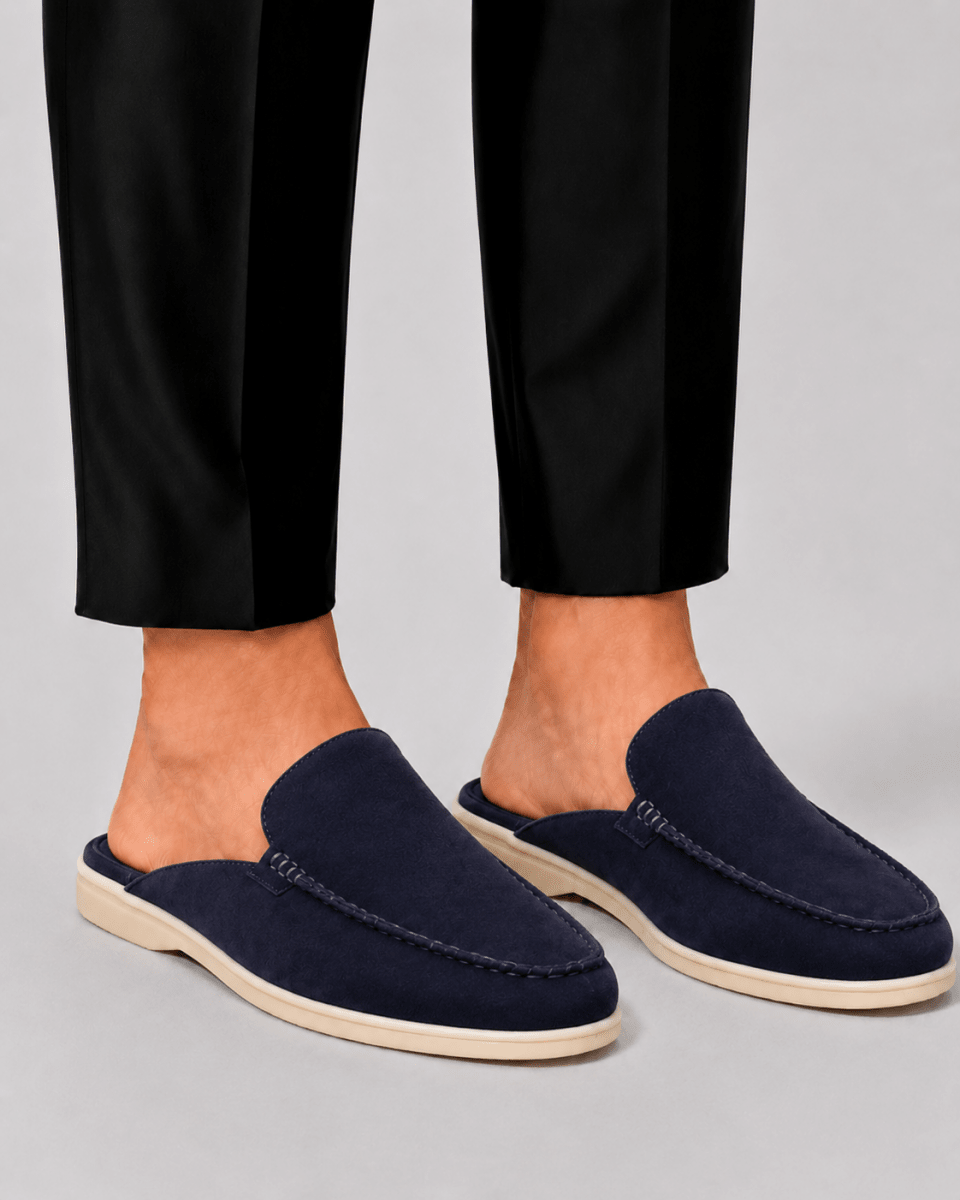 Men’s Backless Slip On Loafers-Loafers-Stilenza-Navy Blue-37-Stilenza