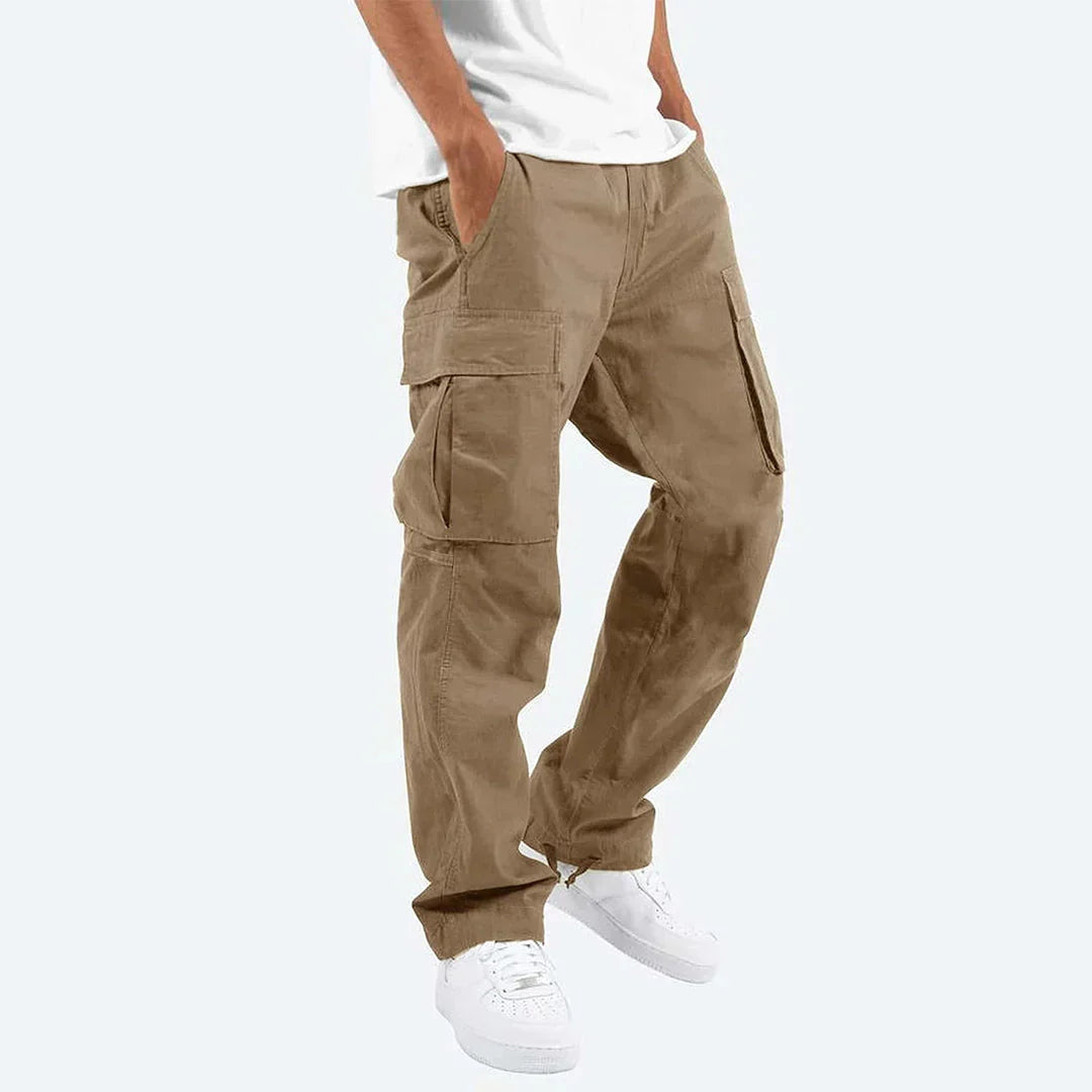 Men’s Cargo Pants Loose Fit with Drawstring Cuffs-Pants-Stilenza-Beige-S-Stilenza