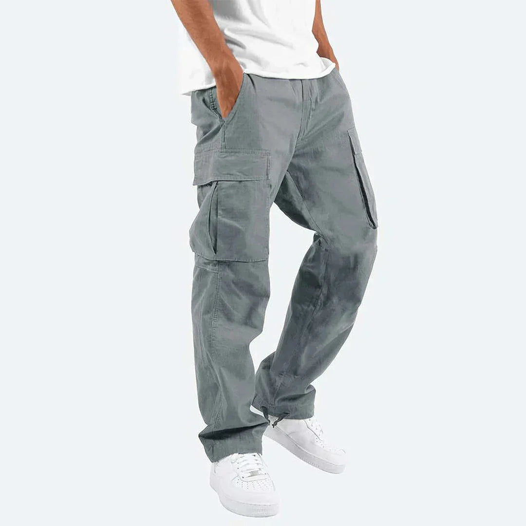 Men’s Cargo Pants Loose Fit with Drawstring Cuffs-Pants-Stilenza-Grey-S-Stilenza