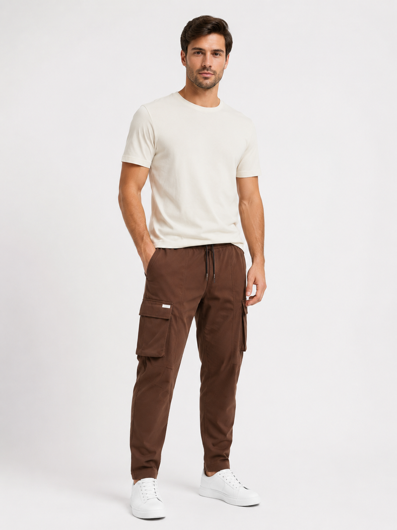 Men’s Cargo Pants Regular Fit Drawstring Waist-Cargo broeken-Stilenza-Coffee-S-Stilenza