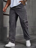 Men’s Cargo Pants Straight Fit Washed Denim-Stilenza-Stilenza