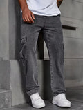 Men’s Cargo Pants Straight Fit Washed Denim-Stilenza-Stilenza