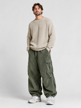 Men’s Corduroy Cargo Pants Wide Leg-Stilenza-Green-M-Stilenza