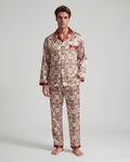 Men’s Pajama Set Long Sleeve Button Up Printed-Stilenza-Red-M-Stilenza