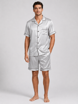 Men’s Pajama Set Short Sleeve Shorts-Stilenza-Grey-M-Stilenza