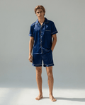 Men’s Pajama Set Short Sleeve Shorts-Stilenza-Navy Blue-M-Stilenza