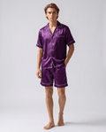 Men’s Pajama Set Short Sleeve Shorts-Stilenza-Purple-M-Stilenza