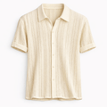 Men’s Short Sleeve Button Shirt-Stilenza-Cream-S-Stilenza