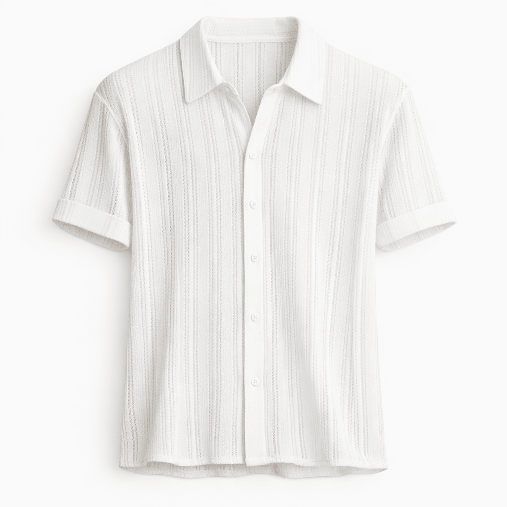 Men’s Short Sleeve Button Shirt-Stilenza-White-S-Stilenza