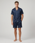 Men’s Short Sleeve Pajama Set with Shorts-Stilenza-Dark Blue-M-Stilenza