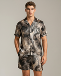 Men’s Short Sleeve Pajama Set with Shorts-Stilenza-Gray Ink wash-M-Stilenza