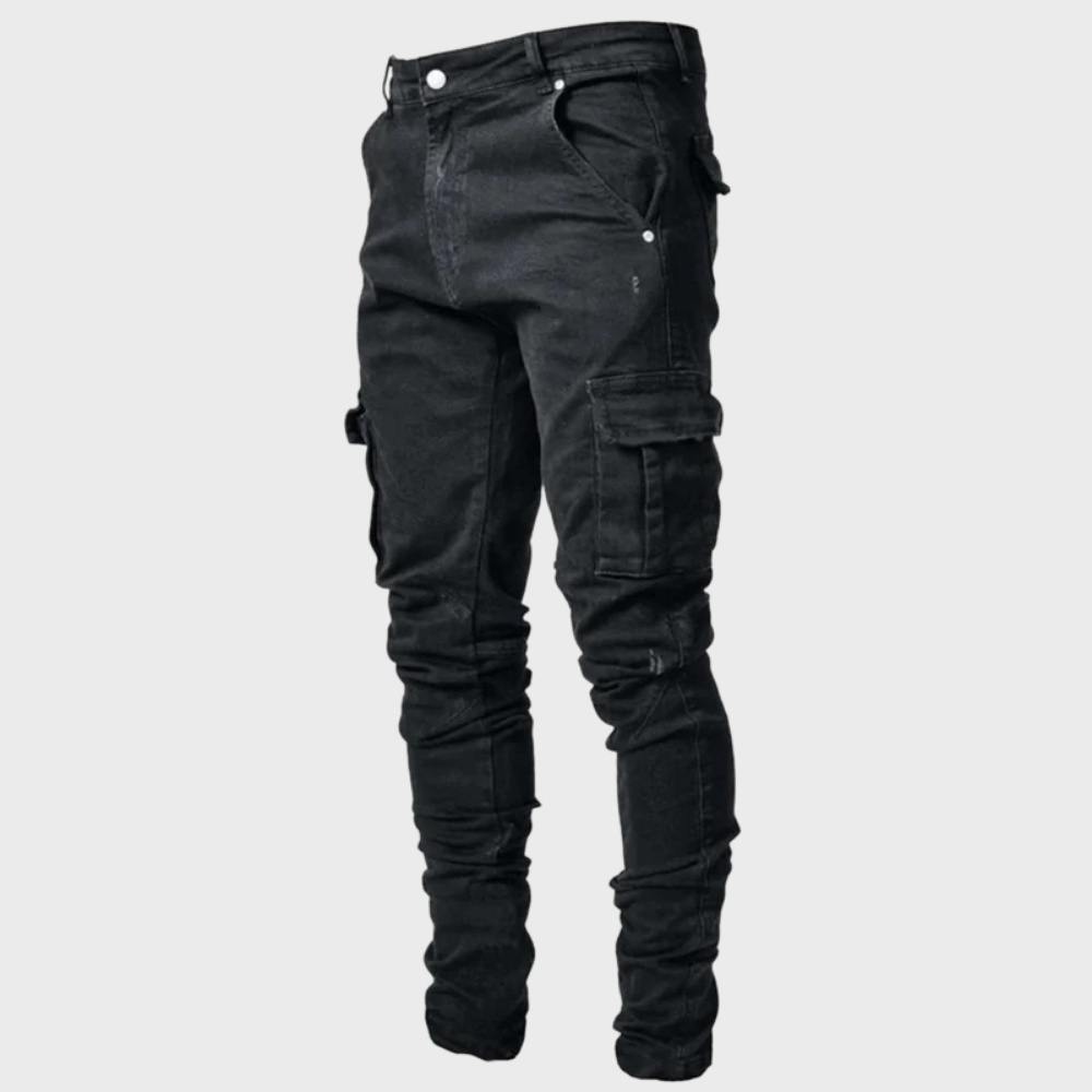 Men’s Slim Fit Cargo Pants Stacked Denim-Pants-Stilenza-Stilenza