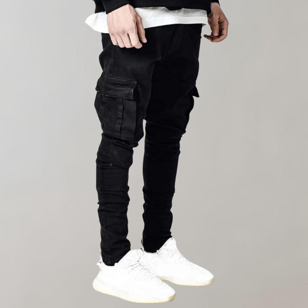 Men’s Slim Fit Cargo Pants Stacked Denim-Pants-Stilenza-Stilenza