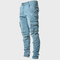 Men’s Slim Fit Cargo Pants Stacked Denim-Pants-Stilenza-Light Blue-S-Stilenza