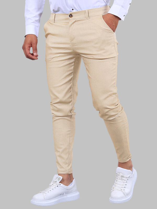Men’s Slim Fit Chino Pants Smart Casual-Pants-Stilenza-Khaki-S-Stilenza