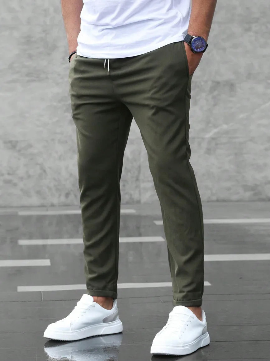 Men’s Slim Fit Jogger Pants Smart Casual-broek-Stilenza-Army Green-S-Stilenza