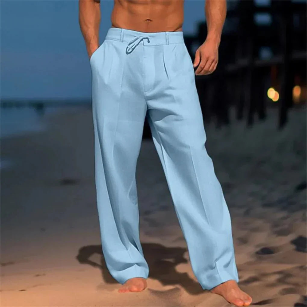 Men’s Smart Casual Pants Wide Leg-Pants-Stilenza-Light Blue-S-Stilenza