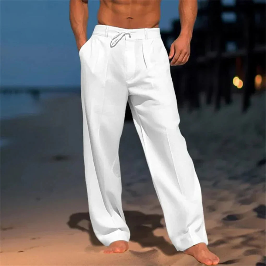 Men’s Smart Casual Pants Wide Leg-Pants-Stilenza-White-S-Stilenza