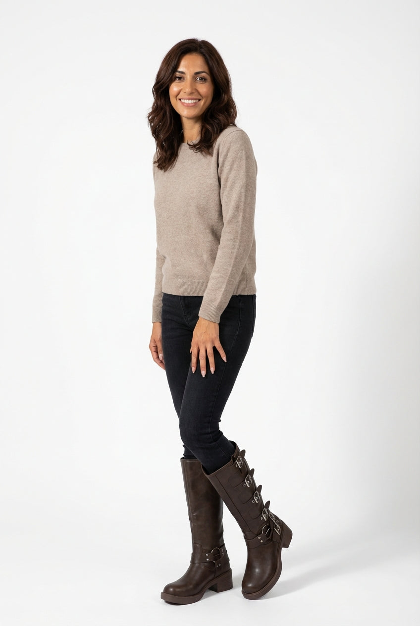 Multiple Buckle Strap Tall Biker Boots-footwear > boots > biker boots-Stilenza-Stilenza