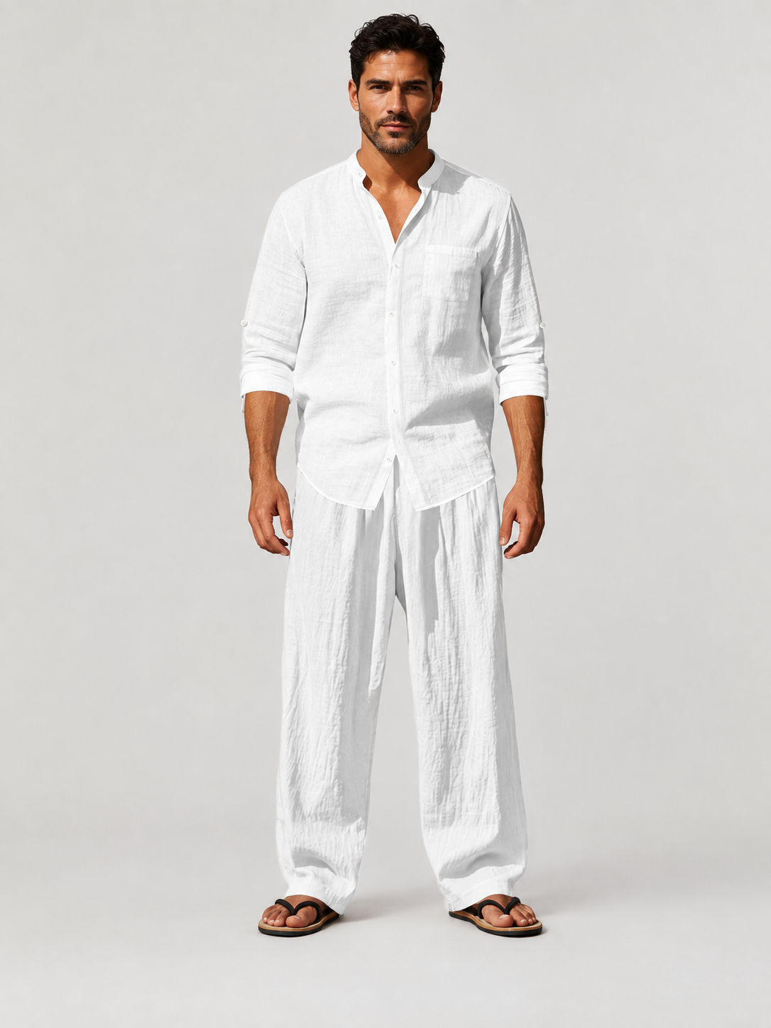 Natural Beige Relaxed Fit Shirt and Trouser Set