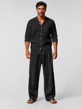 Natural Beige Relaxed Fit Shirt and Trouser Set