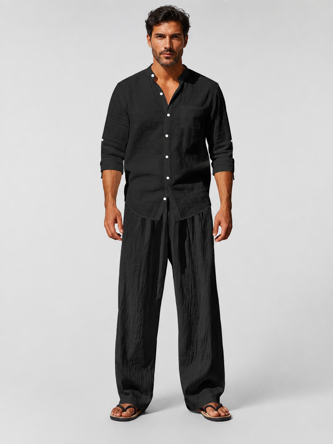 Natural Beige Relaxed Fit Shirt and Trouser Set