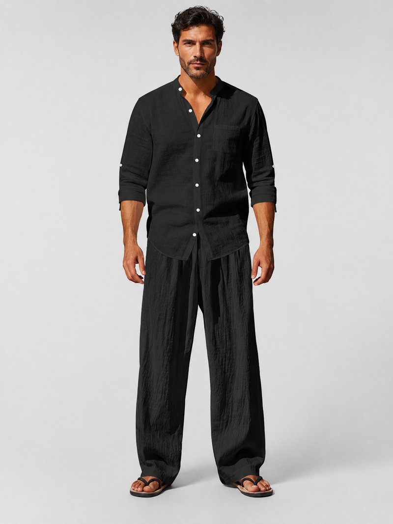 Natural Beige Relaxed Fit Shirt and Trouser Set
