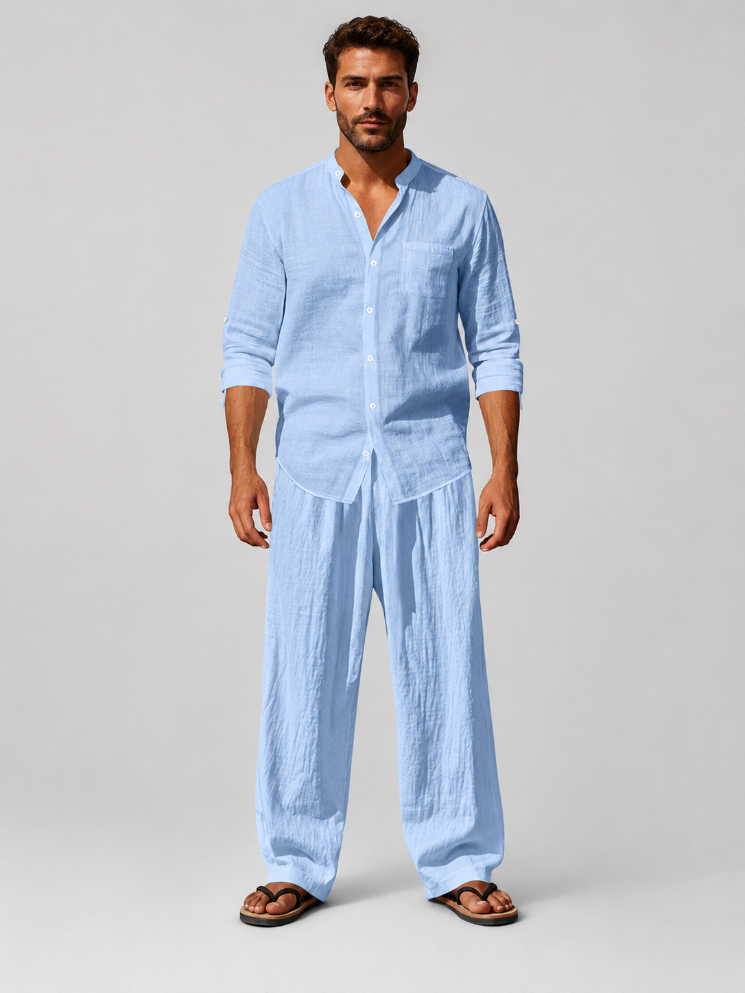 Natural Beige Relaxed Fit Shirt and Trouser Set