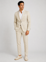 Notch Lapel Tailored Two Piece Suit with Slim Cropped Trousers-suits > two piece suit-Stilenza-Sand Beige-S-Stilenza